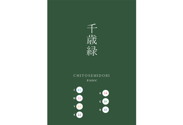CHITOSEMIDORI SENZAIMIDORI 千歳緑 日本の伝統色　Traditional Colors of Japan